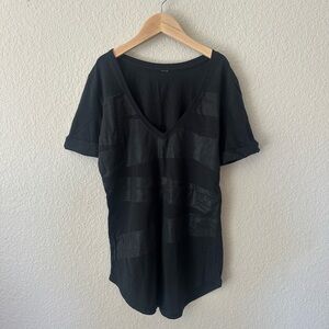 Black V-Neck Women's Top